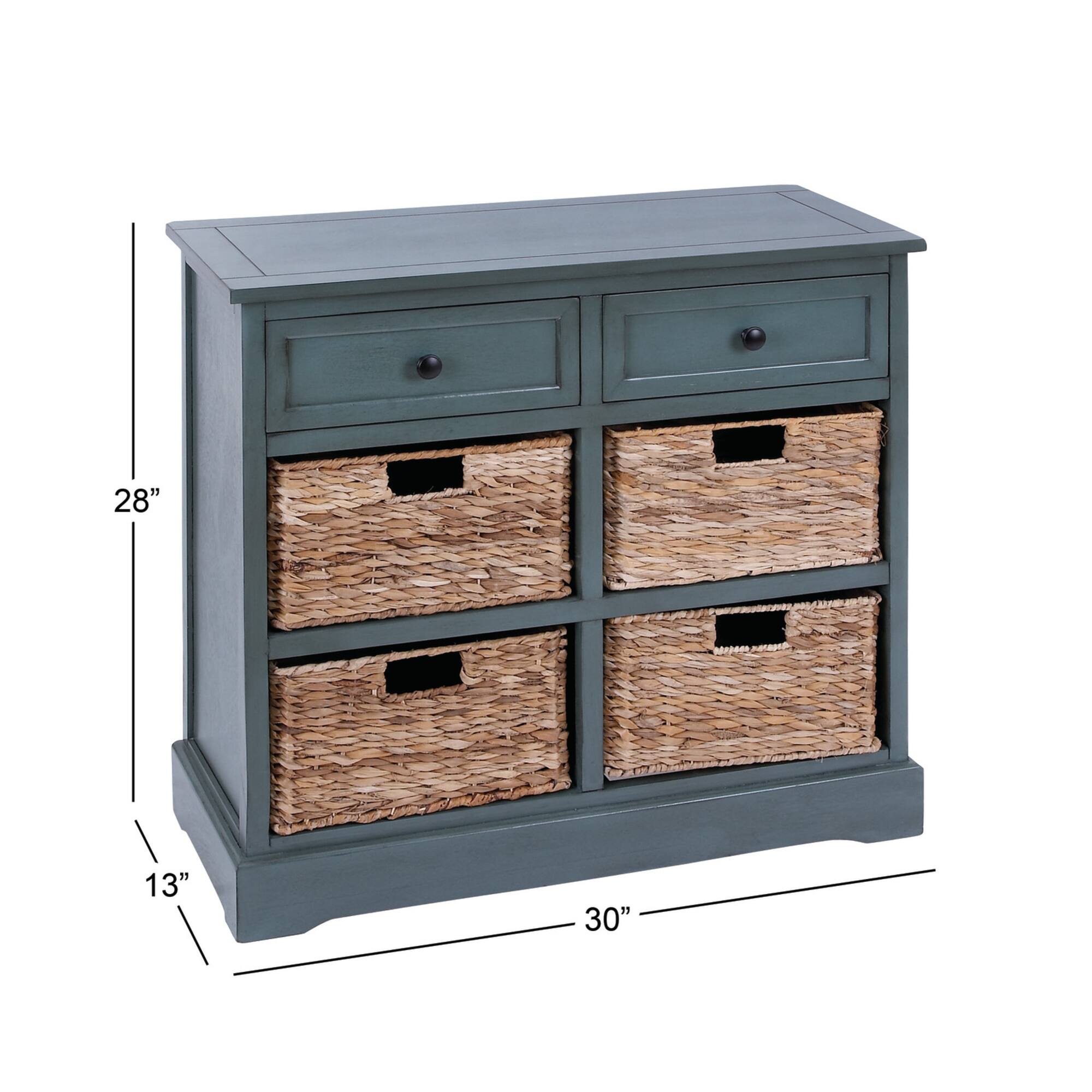 Traditional 4-Basket Turquoise Storage Cabinet